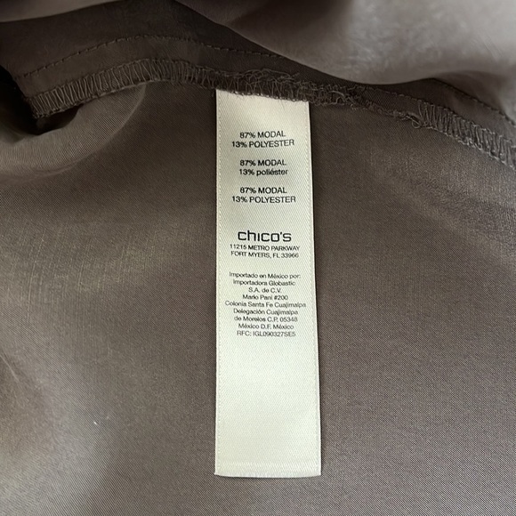 Chicos  Buttons Down Blouse Olive Green Long Sleeves Size L chest Pockets - Picture 8 of 11